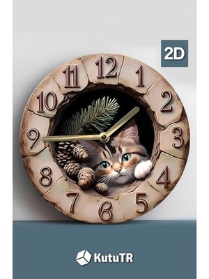 Ohbe Express Patili Dostlarınız Için Patili Saat – Kedi Temalı Doğal Duvar Saati SDW007