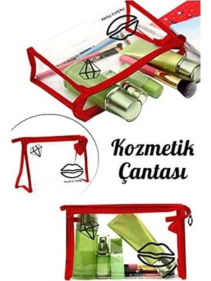 Ohbe Express Şeffaf Kozmetik Çantası Kırmızı