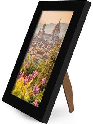 Ohbe Express 5,5 x 8,5 Siyah Resim Çerçevesi - Kırılmaya Dayanıklı Camlı Tasarlanmış Ahşap Fotoğraf Çerçevesi - Duvar ve Masa Üstü Ekranı Için Asma Donanımlı ve Şövaleli Playbill Çerçevesi