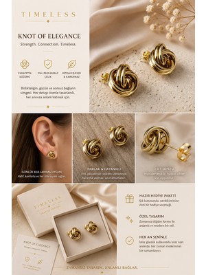 Kase Jewelry  Altın Renkli , Paslanmaz Çelik, Şık Düğüm Küpe