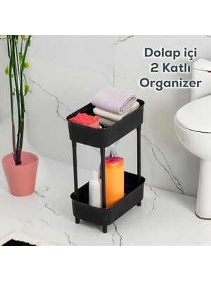 Ohbe Express 1131 Iki Katlı Raf - Çok Amaçlı Mutfak Banyo Düzenleyici Organizer - Siyah