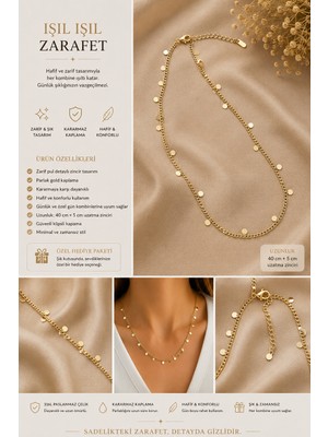 Kase Jewelry ,  14K Altın Kaplama, Paslanmaz Çelik, Pullu Zincir Kolye