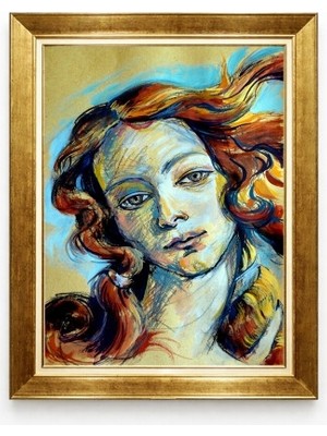 Tablore Botticelli Venüs'ün Doğuşu Mitolojik Kadın Portresi Gold Çerçeveli Sanatsal Kanvas Tablo