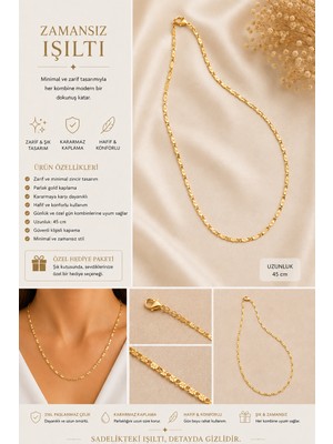 Kase Jewelry , 14K Altın Kaplama, Paslanmaz Çelik, Desenli Zincir Kolye