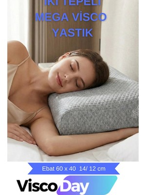 Viscoday Mega Boy Ortopetik Yastık Boyun Fıtığı Boyun Düzleşmesi Için Yastık 60X40X14/12CM