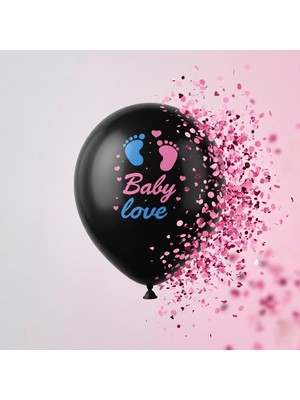 Genel Tedarik Pembe Konfetili Cinsiyet Balonu