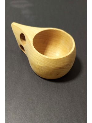 Depo Trend Depotrend Geleneksel Iskandinav Ahşap Kuksa Bardak: Iki Delikli Kamp ve Doğa Kahve Kupası (8x6 Cm)