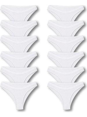 Universal Kadın 12’li Beyaz Pamuklu Likralı Bikini Külot