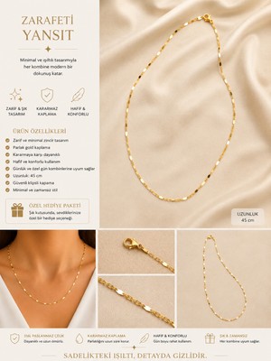 Kase Jewelry 14K Altın Kaplama, Paslanmaz Çelik, Zincir Kolye