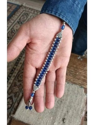 Bodrum Asel Mavi Efe Tesbihi - Kısa Model Sallama Tesbih - Püsküllü Erkek Aksesuar - Özel Tasarım