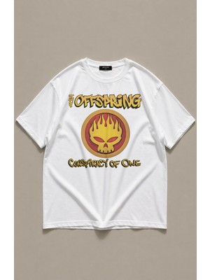 Fuddy Moda Unisex The Offspring Conspiracy Of One Baskılı Tişört, Oversize Rock Band Temalı Tshirt