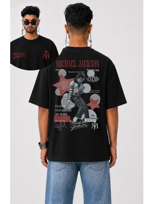 Fuddy Moda Unisex Oversize Legend Michael Jackson Sırt Baskılı Bisiklet Yaka Tişört