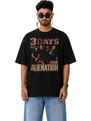 Fuddy Moda Unisex Oversize Three Days Grace Alienation Tour Baskılı Rock Band Temalı Tişört
