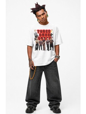 Fuddy Moda Unisex Oversize Three Days Grace Members Baskılı Rock Band Temalı Tişört