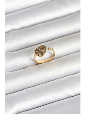 Genel Tedarik 316L Çelik Gold Renk Kalp Model Kadın Yüzük