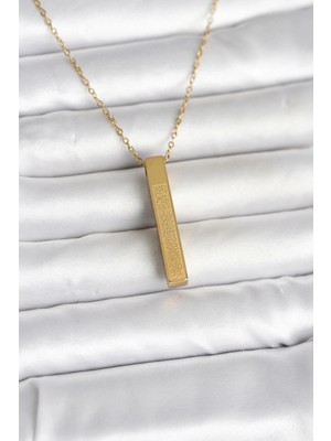 Genel Tedarik 316L Çelik Gold Renk Ayetel Kürsi Yazılı Bar Çubuk Kolye