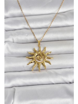 Genel Tedarik 316L Çelik Gold Renk Bohem Güneş Model Kadın Kolye