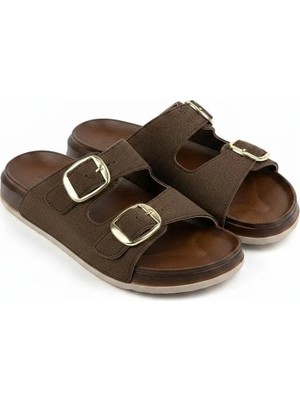 Meril Shoes Kadın Çift Tokalı Süet Günlük Comfort Terlik