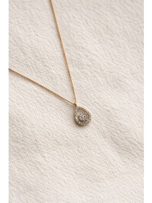 Owentis Çelik Rose Gold Damla Çiçek Form Taşlı Aithra Kolye -Kararma Yapmaz-