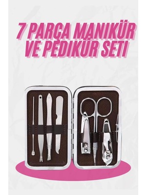 Genel Tedarik Deri Çanta Hediyeli 7 Parça Manikür-Pedikür Tırnak Bakım Seti