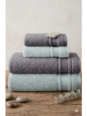 Özdilek Colurist Havlu Seti 2 Banyo Havlusu 90X150 cm 2 El-Yüz Havlusu 50X90 cm Gümüş-Su Yeşili