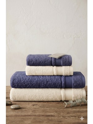 Özdilek Colurist Havlu Seti 2 Banyo Havlusu 90X150 cm 2 El-Yüz Havlusu 50X90 cm Indigo-Krem