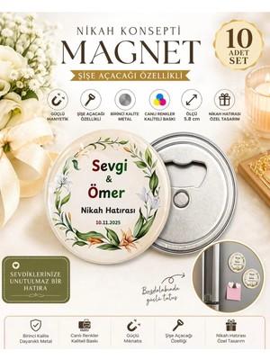 Isme Özel Açacaklı Magnet Nişan Söz Kına Nikah Hatırası Hediyeliği (58MM) 10 Adet