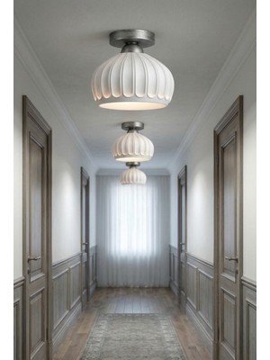 Limon 3D Desing Mat Beyaz Plafonyer Avize Modern Tavan Aydınlatma E27 Duy Şık Minimal Lamba