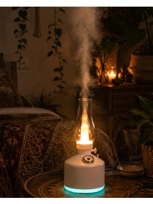 Genel Tedarik LED Işıklı Vintage Hava Nemlendirici Aromaterapi Difüzörü USB Şarjlı