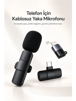 Genel Tedarik Kablosuz Yaka Mikrofonu Usb-C ve Lightning Uyumlu Tak Çalıştır Telefon Kayıt Mikrofonu