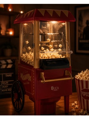 Genel Tedarik Yağsız Mısır Patlatma Makinesi Sıcak Hava Popcorn Makinesi Nostaljik Tasarım