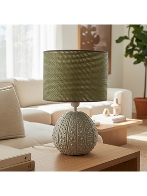 Ottiotte Grayurchin Haki Hasır Başlıklı Modern Masa Lambası Abajur