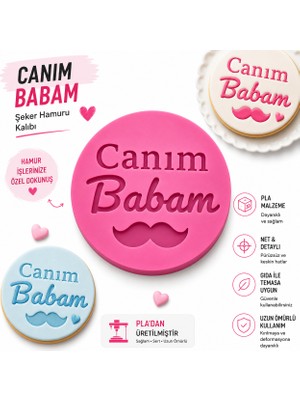 Studio Aslan Design Canım Babam Şeker Hamuru & Kurabiye Kalıbı | Canım Babam Fondant Baskı Mührü | Pla Pasta Süsleme Kalıbı