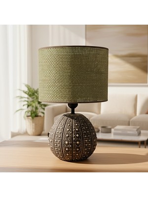 Ottiotte Urchin Haki Hasır Başlıklı Modern Masa Lambası Abajur