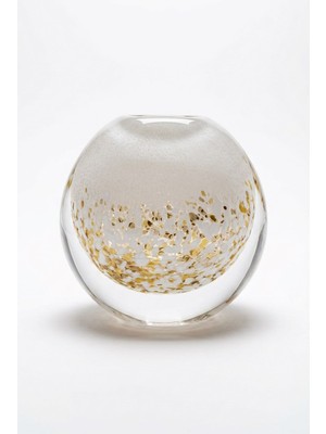 sembol Gold Işıltılı Yuvarlak Dekoratif Cam Vazo 13CM Kristal Vazo