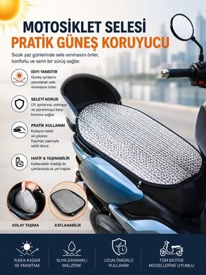 Vi Caro Asya As 150-12  Motosiklet Sele Koruyucu Kılıf, Su Geçirmez Sele Güneşliği, Koltuk Koruyucu Ped