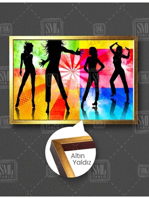 SML Tablo Dans Eden Kadınlar Gölge Işık Dance Müzik Yatay Çerçeveli Kanvas Tablo