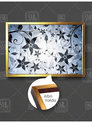 SML Tablo Modern Dekoratif Damask Ağaç Çiçek Yatay Çerçeveli Kanvas Tablo