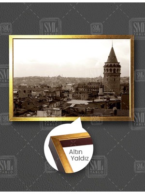 SML Tablo Istanbul Galata Kulesi Nostaji Yatay Çerçeveli Kanvas Tablo