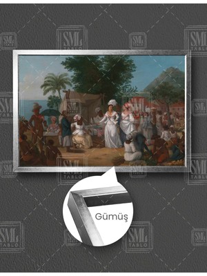 SML Tablo Geçmiş Dönem Modern Dünya Sanatı Pazardaki Kadınlar Yatay Çerçeveli Kanvas Tablo