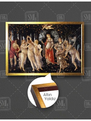 SML Tablo Sandro Botticelli Italyan Rönesansı Kadınlar Tül Melek Yatay Çerçeveli Kanvas Tablo