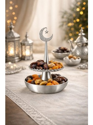 Ramazan Temalı Hilal & Yıldız Figürlü Çift Katlı Dekoratif Sunum Standı – 3D Baskı Tasarım