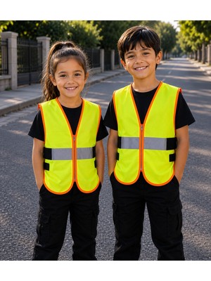 Teknik Reflektörlü Fermuarlı Mühendis Yelek ( Yandan Ayarlamalı Bantlı)