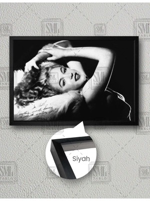 SML Tablo Marilyn Monroe Nü Siyah Beyaz Kadın Woman Yatay Çerçeveli Kanvas Tablo