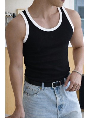 Gamaro Erkek Halter Yaka Penye Kaşkorse Fitted Kalıp Sporcu Likralı Atlet