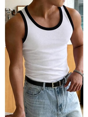 Gamaro Erkek Halter Yaka Penye Kaşkorse Fitted Kalıp Sporcu Likralı Atlet