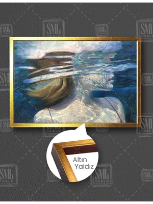 SML Tablo Suya Dalmış Kadın Soyut Woman Art Yatay Çerçeveli Kanvas Tablo