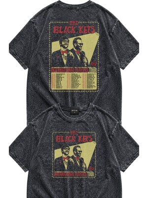 Fuddy Moda Unisex Oversize Rock Band The Black Keys International Players Tour Sırt Baskılı Yıkamalı Tişört