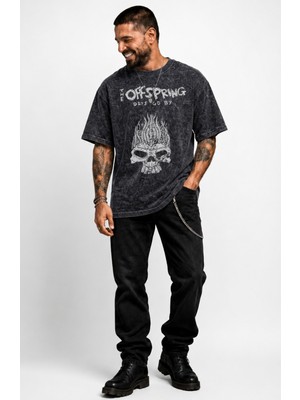 Fuddy Moda Unisex The Offspring Days Go By Baskılı Yıkamalı Tişört, Oversize Rock Band Temalı Retro Tshirt