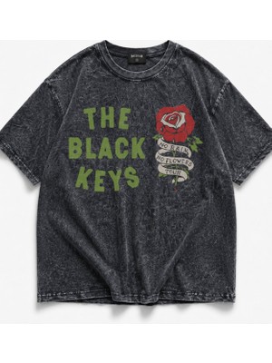 Fuddy Moda Unisex Oversize The Black Keys No Rain No Flowers Tour Baskılı Yıkamalı Rock Band Tişört